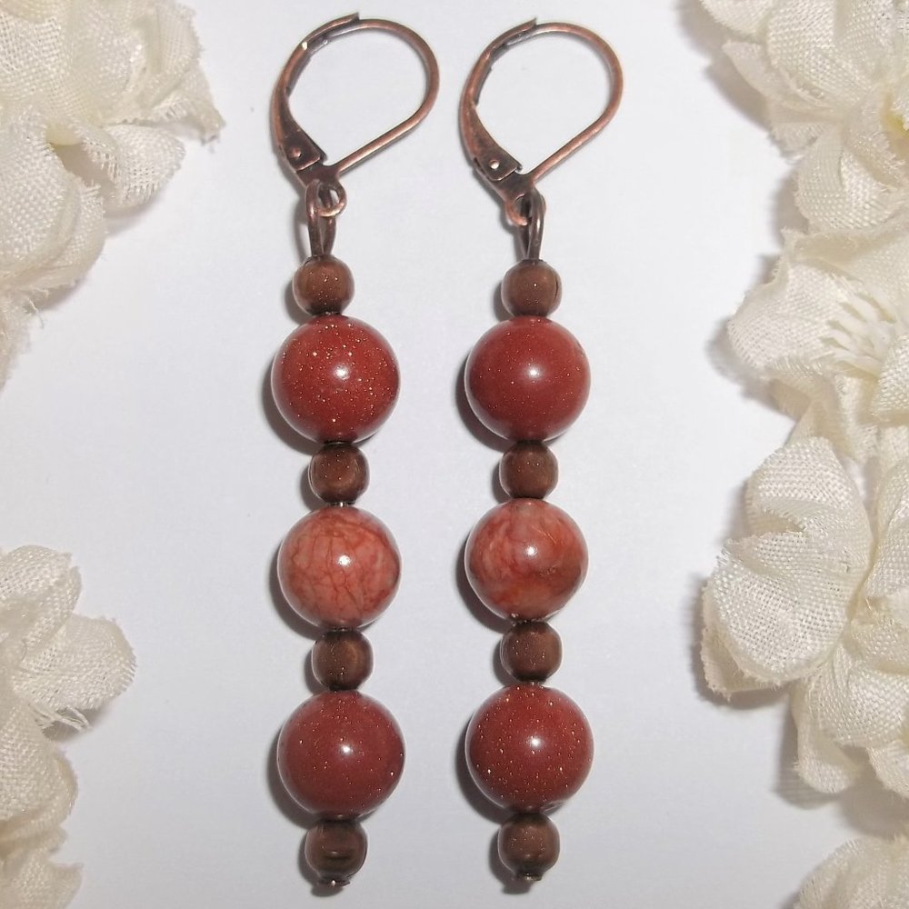 Boho Earrings, Earrings, Orange and Copper Earring, Orange Earring, Earring 7971